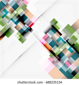 Abstract vector blocks template design background, simple geometric shapes on white, straight lines and rectangles