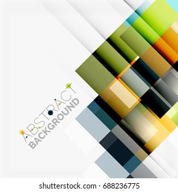 Abstract vector blocks template design background, simple geometric shapes on white, straight lines and rectangles