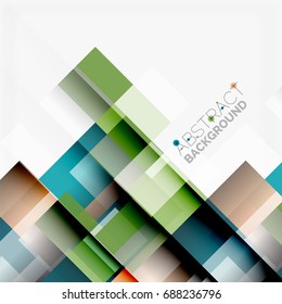 Abstract vector blocks template design background, simple geometric shapes on white, straight lines and rectangles