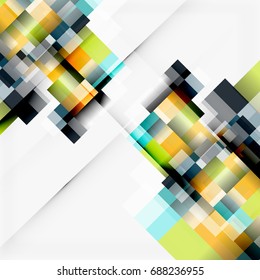 Abstract vector blocks template design background, simple geometric shapes on white, straight lines and rectangles