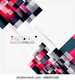 Abstract vector blocks template design background, simple geometric shapes on white, straight lines and rectangles