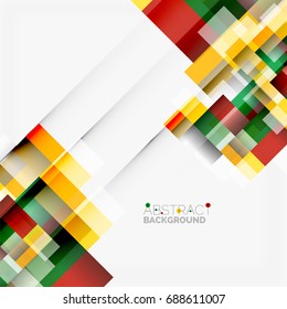 Abstract vector blocks template design background, simple geometric shapes on white, straight lines and rectangles
