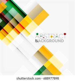 Abstract vector blocks template design background, simple geometric shapes on white, straight lines and rectangles