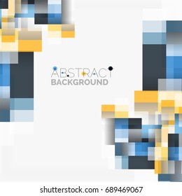 Abstract vector blocks template design background, simple geometric shapes on white, straight lines and rectangles