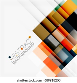 Abstract vector blocks template design background, simple geometric shapes on white, straight lines and rectangles