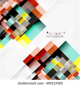 Abstract vector blocks template design background, simple geometric shapes on white, straight lines and rectangles