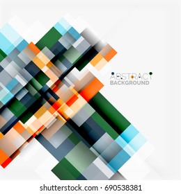 Abstract vector blocks template design background, simple geometric shapes on white, straight lines and rectangles