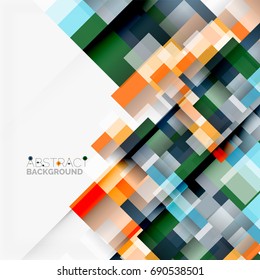 Abstract vector blocks template design background, simple geometric shapes on white, straight lines and rectangles
