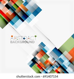 Abstract vector blocks template design background, simple geometric shapes on white, straight lines and rectangles