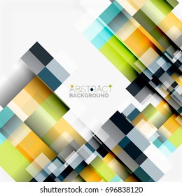 Abstract vector blocks template design background, simple geometric shapes on white, straight lines and rectangles
