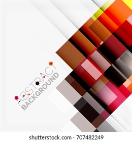 Abstract vector blocks template design background, simple geometric shapes on white, straight lines and rectangles