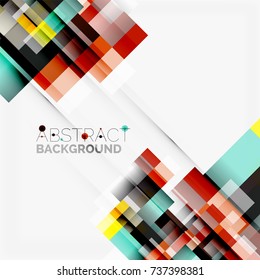 Abstract vector blocks template design background, simple geometric shapes on white, straight lines and rectangles