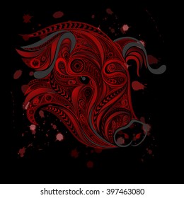 Abstract vector bloody head of a pig. The protection of animals
