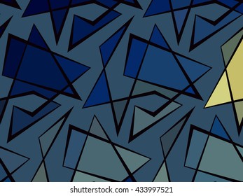 Abstract vector blue background of broken lines. Colorful striped pattern