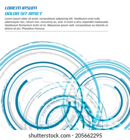 Abstract vector blue background with circular elements/design with place for your content, print or pc desktop/vector illustration