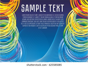 abstract vector blue background color for information, presentations, posters, colored rings and lines