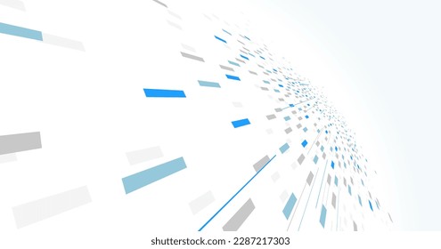 Abstract vector blue background, communication technology concept, 3d bits flying in perspective, futuristic abstraction.