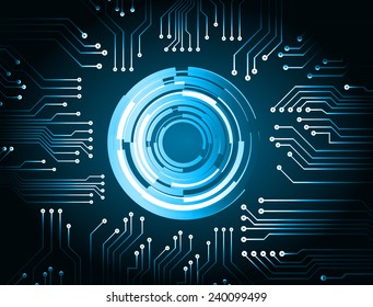 abstract vector blue background with high tech circuit board, graphic