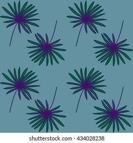 abstract vector blue background pattern with exotic palm trees