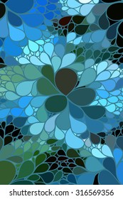Abstract vector blue background of small and large drops