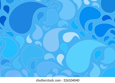 Abstract vector blue background of small and large drops