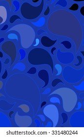 Abstract vector blue background of small and large drops
