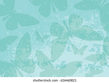 Abstract vector blue background with transparent butterflies. Textured template for presentations, booklets, brochures, covers.  