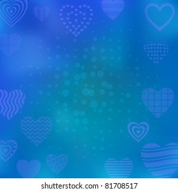 Abstract vector blue background with valentine heart