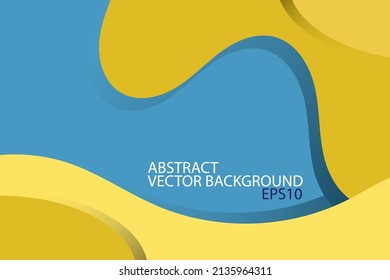 Resumen de fondo azul vectorial con formas tridimensionales amarillas y con espacio para texto.