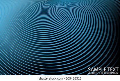 Abstract vector blue curved background  illustration - Curved vector background striped template