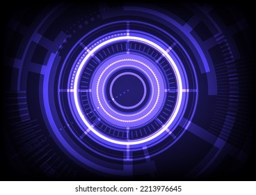 Abstrakter, vektorblauer digitaler Cyberspace- und Engineering-Technologie-Hintergrund mit Neonhellkreis