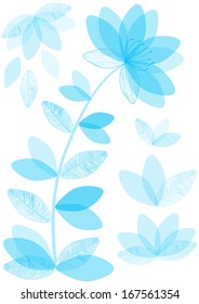abstract vector blue flower isolated on white background