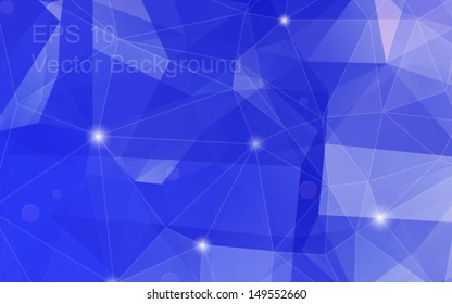 Abstract vector blue geometric background, triangulation generic backdrop for design, colorful horizontal template