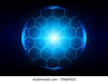 abstract vector blue lighting with  hexagon and mesh connection concept.illustration vector design. 