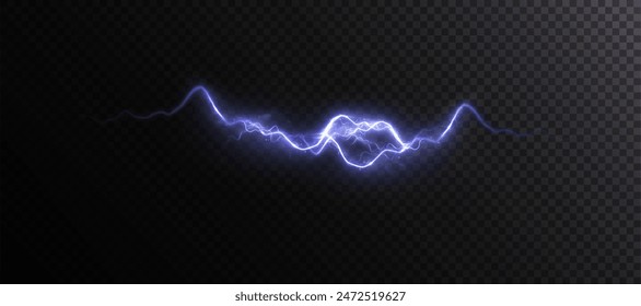 Abstract vector blue lightning on a black background. Blitz Lightning Thunder Light Sparks Storm Flash Thunderstorm. Strength Energy charge Thunder. Vector