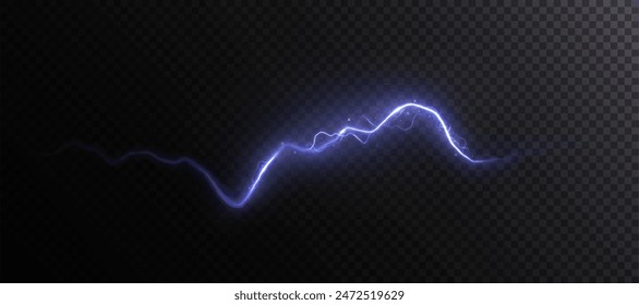 Abstract vector blue lightning on a black background. Blitz Lightning Thunder Light Sparks Storm Flash Thunderstorm. Strength Energy charge Thunder. Vector