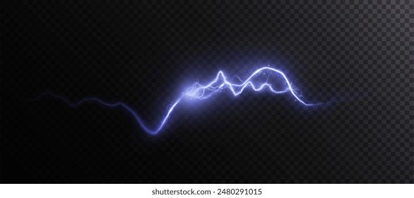 Abstract vector blue lightning on a black background. Blitz Lightning Thunder Light Sparks Storm Flash Thunderstorm. Strength Energy charge Thunder. Vector