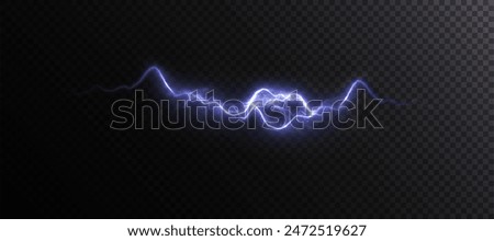 Abstract vector blue lightning on a black background. Blitz Lightning Thunder Light Sparks Storm Flash Thunderstorm. Strength Energy charge Thunder. Vector