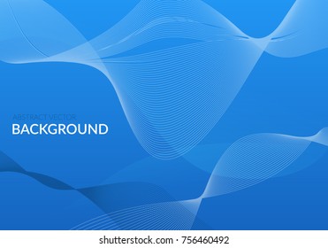 Abstract vector blue lines wavy background design