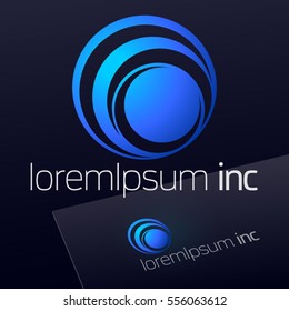 Abstract vector blue logotype for Business, Technology, Corporation.