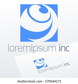 Abstract vector blue logotype for Business, Technology, Corporation.