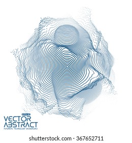Malla azul vector abstracta sobre fondo blanco. Tarjeta de estilo futurista. Elegante entorno para presentaciones de negocios.  Esfera de puntos dañada.  Estética del caos.