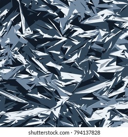 Abstract Vector Blue Military Camouflage Background. Pattern of Geometric Triangles Shapes for Army Clothing