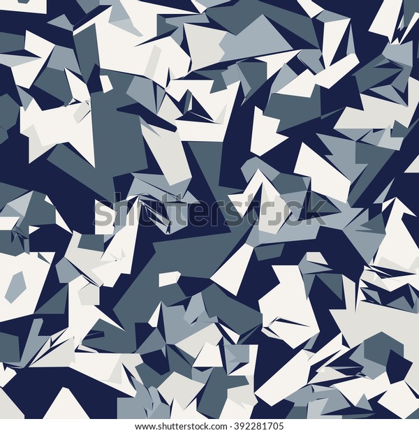 抽象矢量蓝色军事迷彩背景 几何三角形形状的图案库存矢量图 免版税