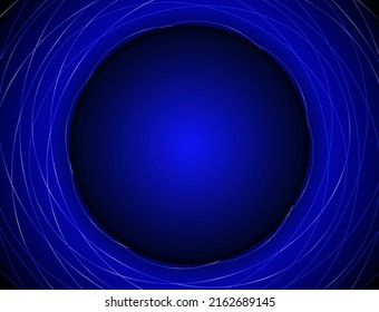 Abstrakte, vektorblaue neonale Hintergrundgrafik mit runden, wirbellosen Linien für das Design 