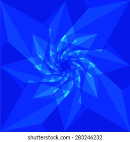 abstract vector, blue polygon, Vector abstract complex kaleidoscope. rotate polygon
