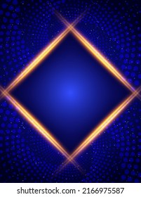 Abstract vector blue spiral dots background illustration with sqaure shining banner for design 
