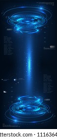 Abstract vector blue technology concept. background illustration  Shiny technological HUD on space vector background. EPS 10
