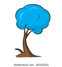 Abstract Vector Blue Tree Illustration