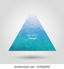 Abstract vector blue triangle icon with shadow